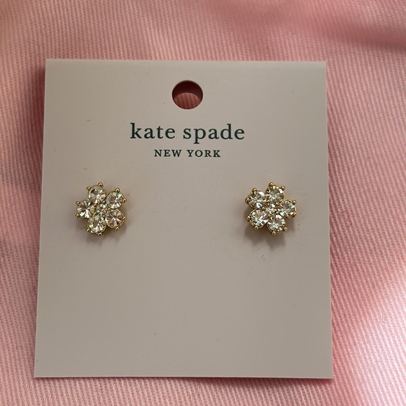 Kate Spade Earrings rhinestone flower clear/gold NWT - Picture 5 of 6